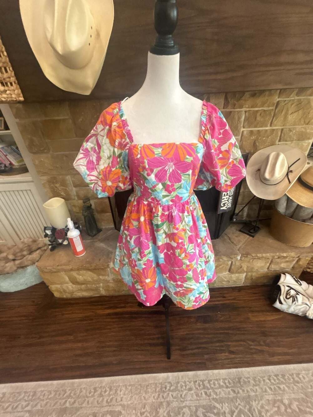 Sugarlips Tropical Marion Puff Sleeve Babydoll Mini Dress